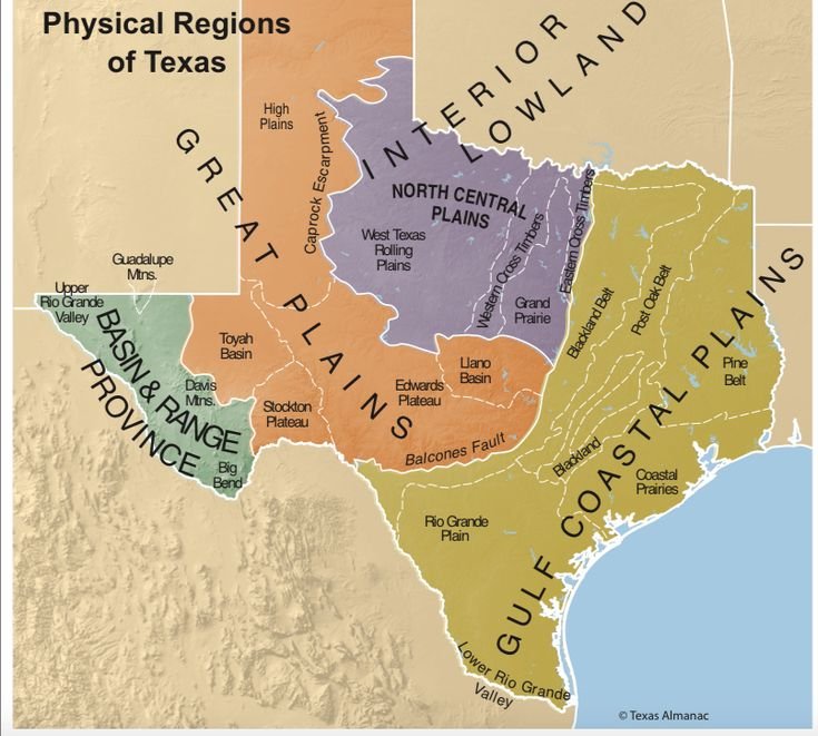 A map of the physical regions of texas A map of the physical regions of texas