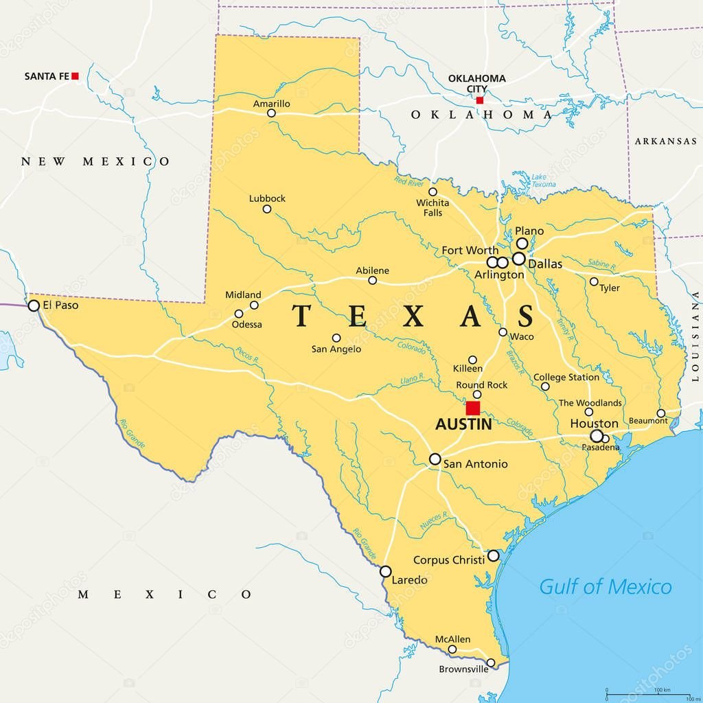 Texas, Vereinigte Staaten, politische Karte — Stockvektor © Furian ... Texas, Vereinigte Staaten, politische Karte — Stockvektor © Furian ...